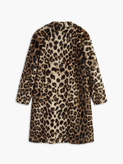 Leopard Print Oversized Faux Fur Coat Quvarse