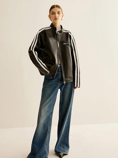 Striker Leather Track Jacket Siaora