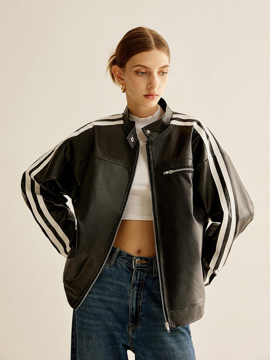 Striker Leather Track Jacket Siaora