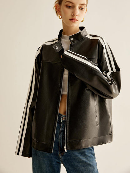 Striker Leather Track Jacket Siaora