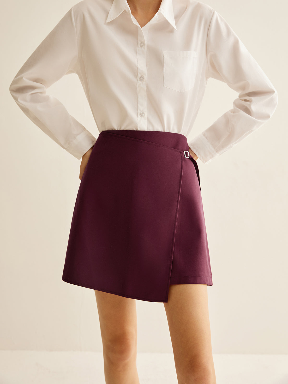 Burgundy Wrap Mini Skirt Siaora