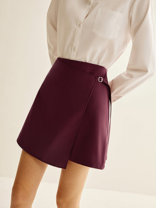 Burgundy Wrap Mini Skirt Siaora