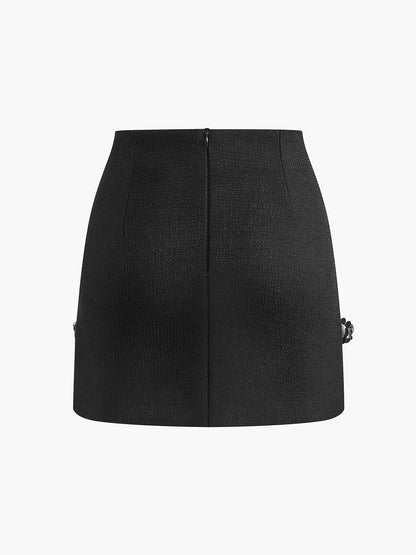 Boncuk İşlemeli Kısa Tweed Elbise Siaora