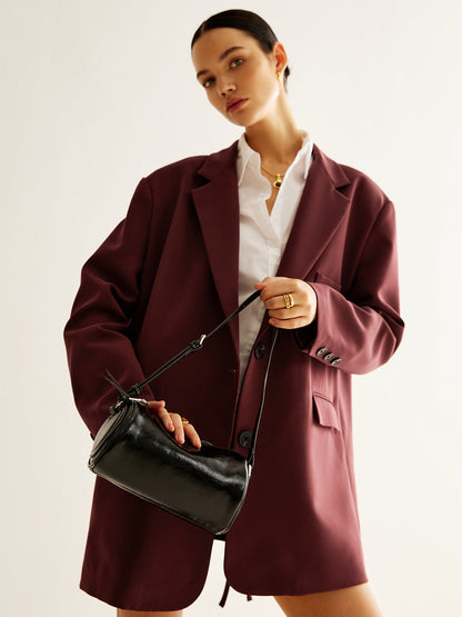 Cylindrical Zipper Bowling Shoulder Bag THESVELTECHIC