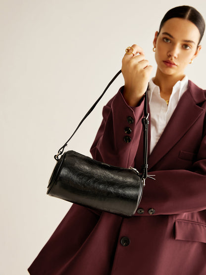 Cylindrical Zipper Bowling Shoulder Bag THESVELTECHIC