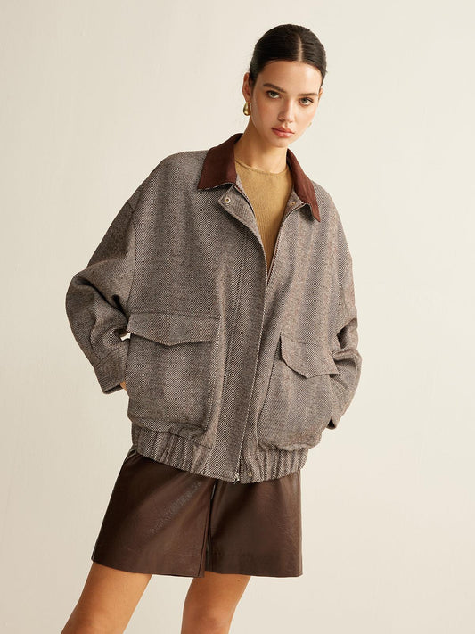Herringbone Elegance Oversize Ceket Siaora