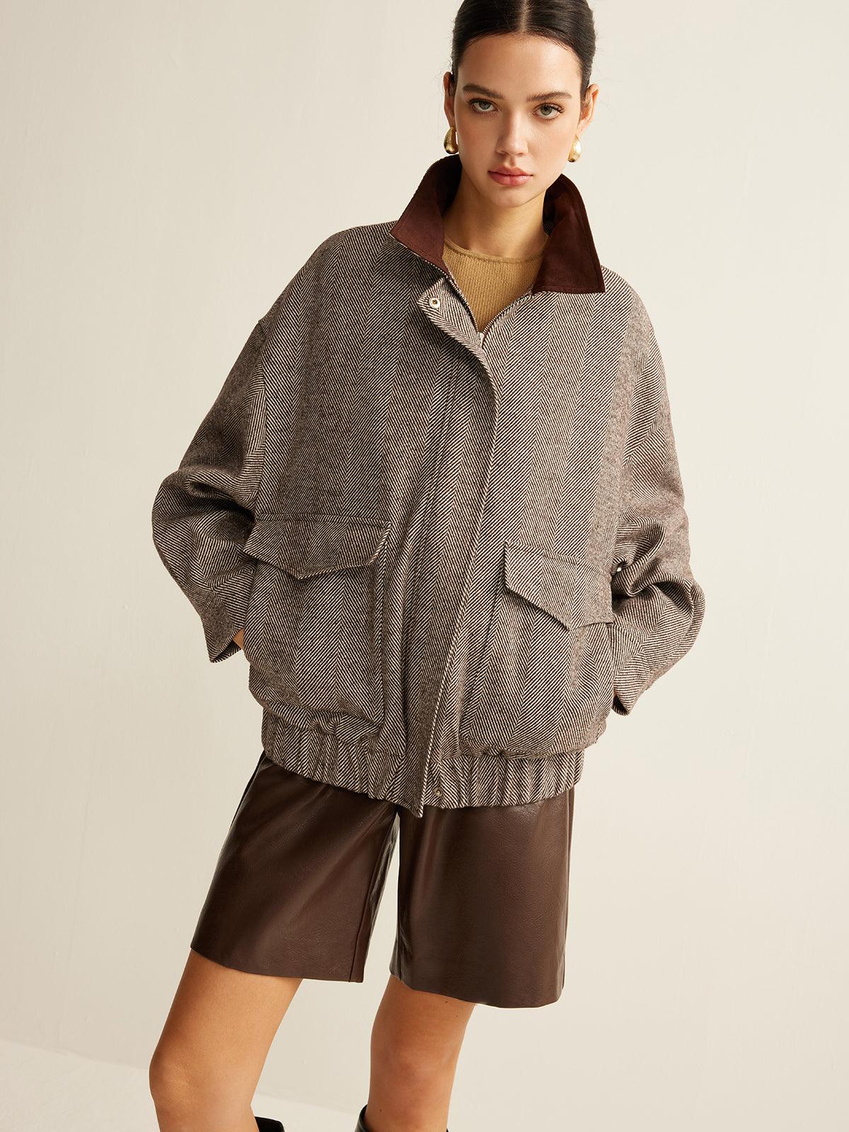 Herringbone Elegance Oversize Ceket Siaora