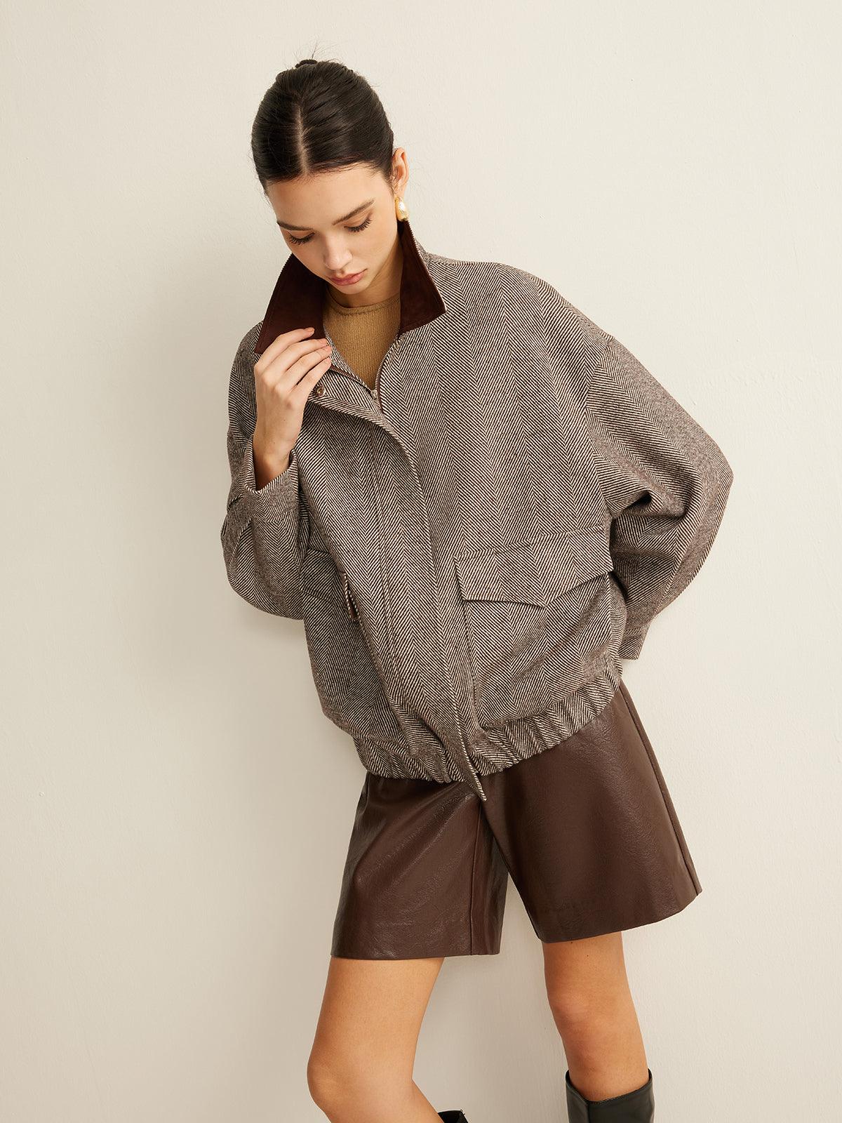 Herringbone Elegance Oversize Ceket Siaora