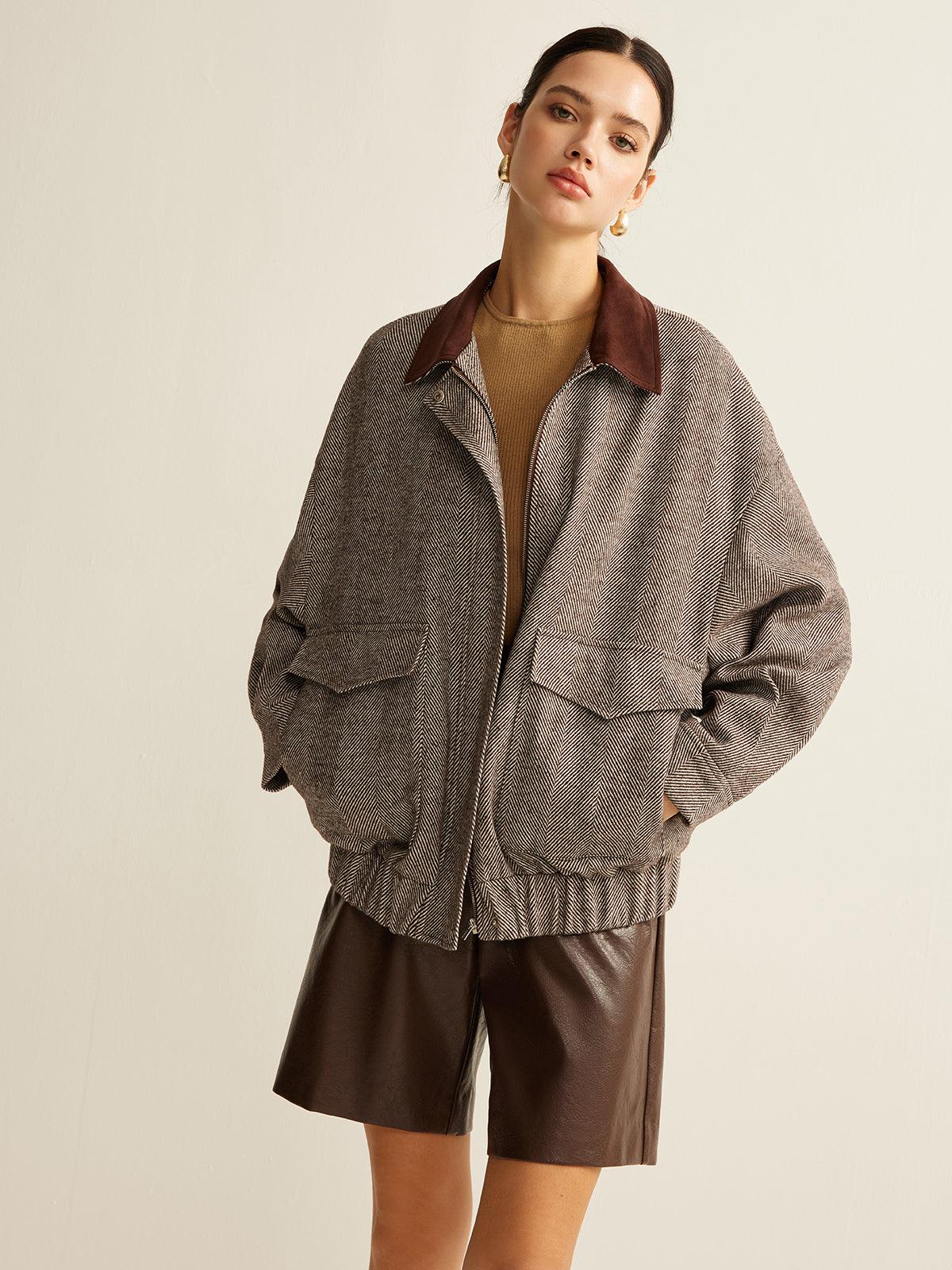 Herringbone Elegance Oversize Ceket Siaora