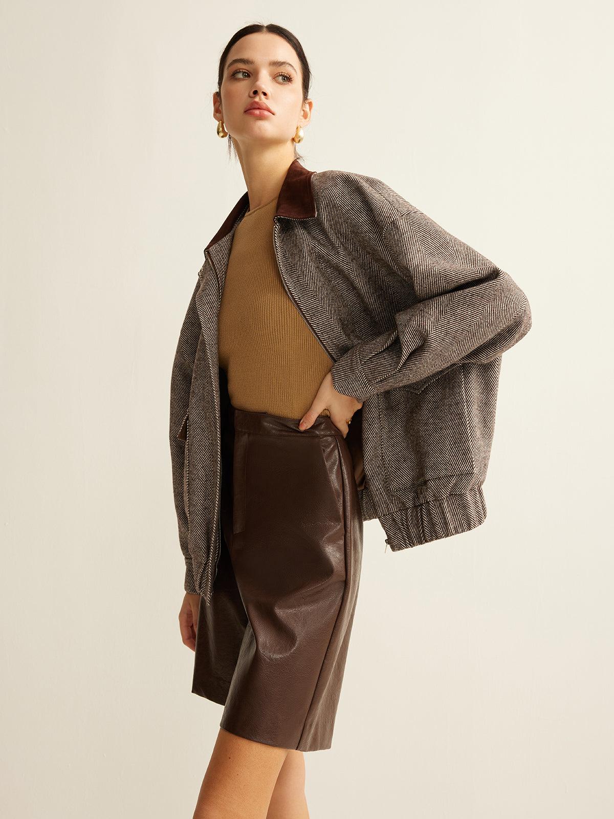 Herringbone Elegance Oversize Ceket Siaora