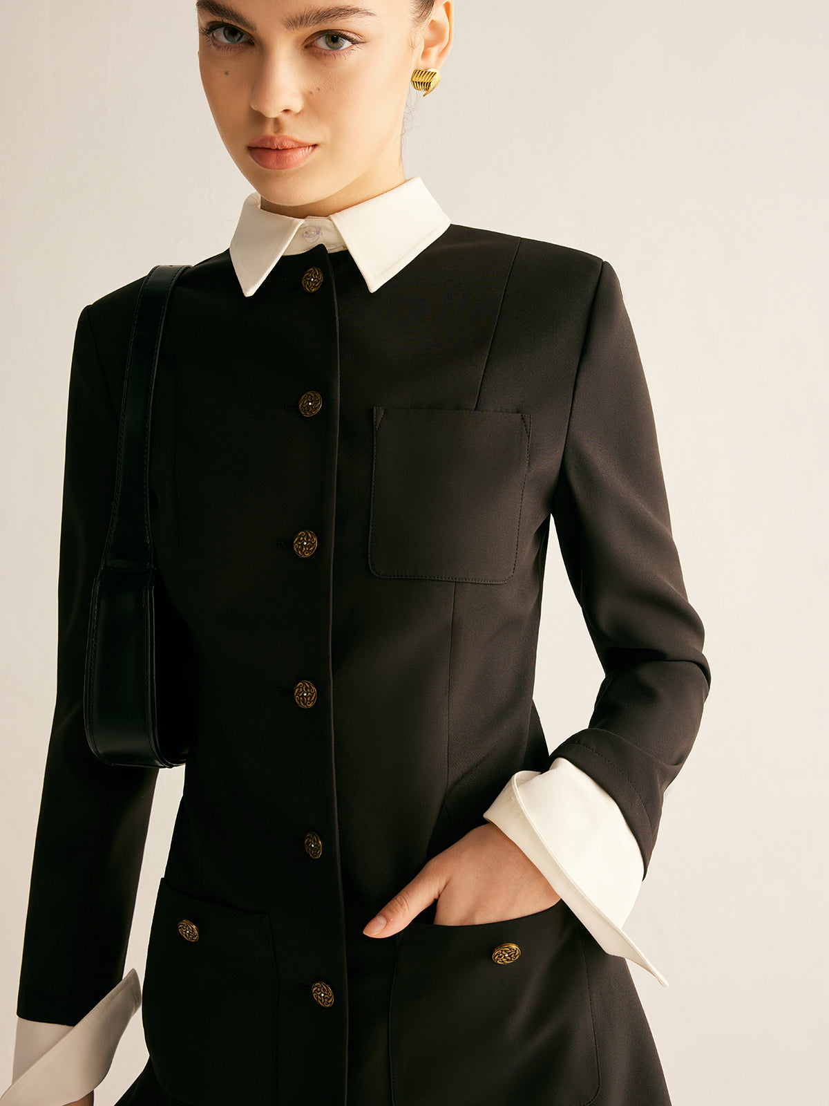 Ayarlanabilir Yaka Dar Blazer Elbise Quvarse