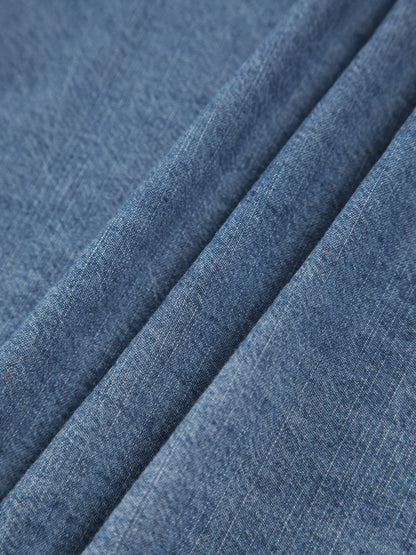 Asimetrik Yaka Denim Crop Gömlek Siaora