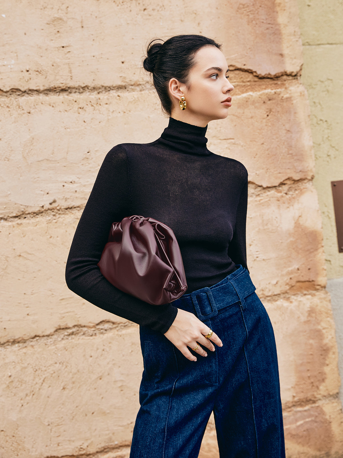 Ç drawstring Yumuşak Clutch Çantası THESVELTECHIC