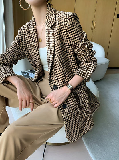 Houndstooth Kemerli Ayrık Ceket Quvarse