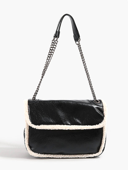 Flap Textured Fleece Shoulder Bag THESVELTECHIC