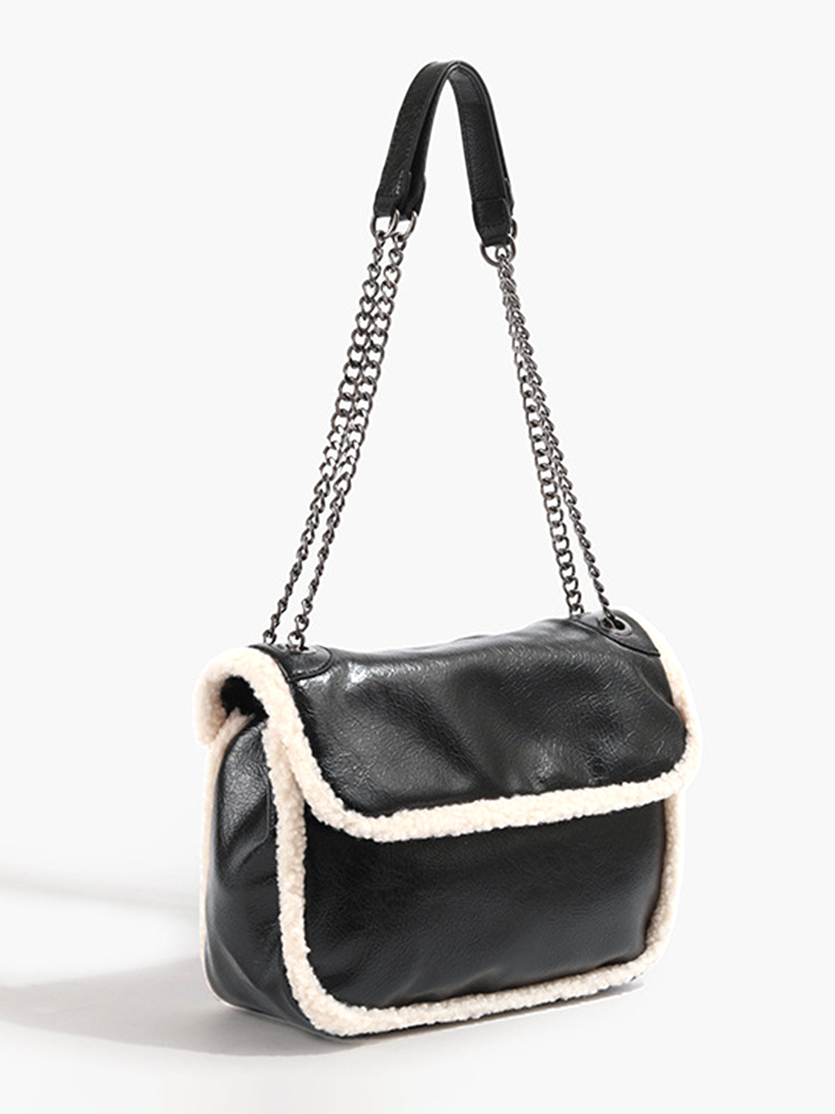 Flap Textured Fleece Shoulder Bag THESVELTECHIC