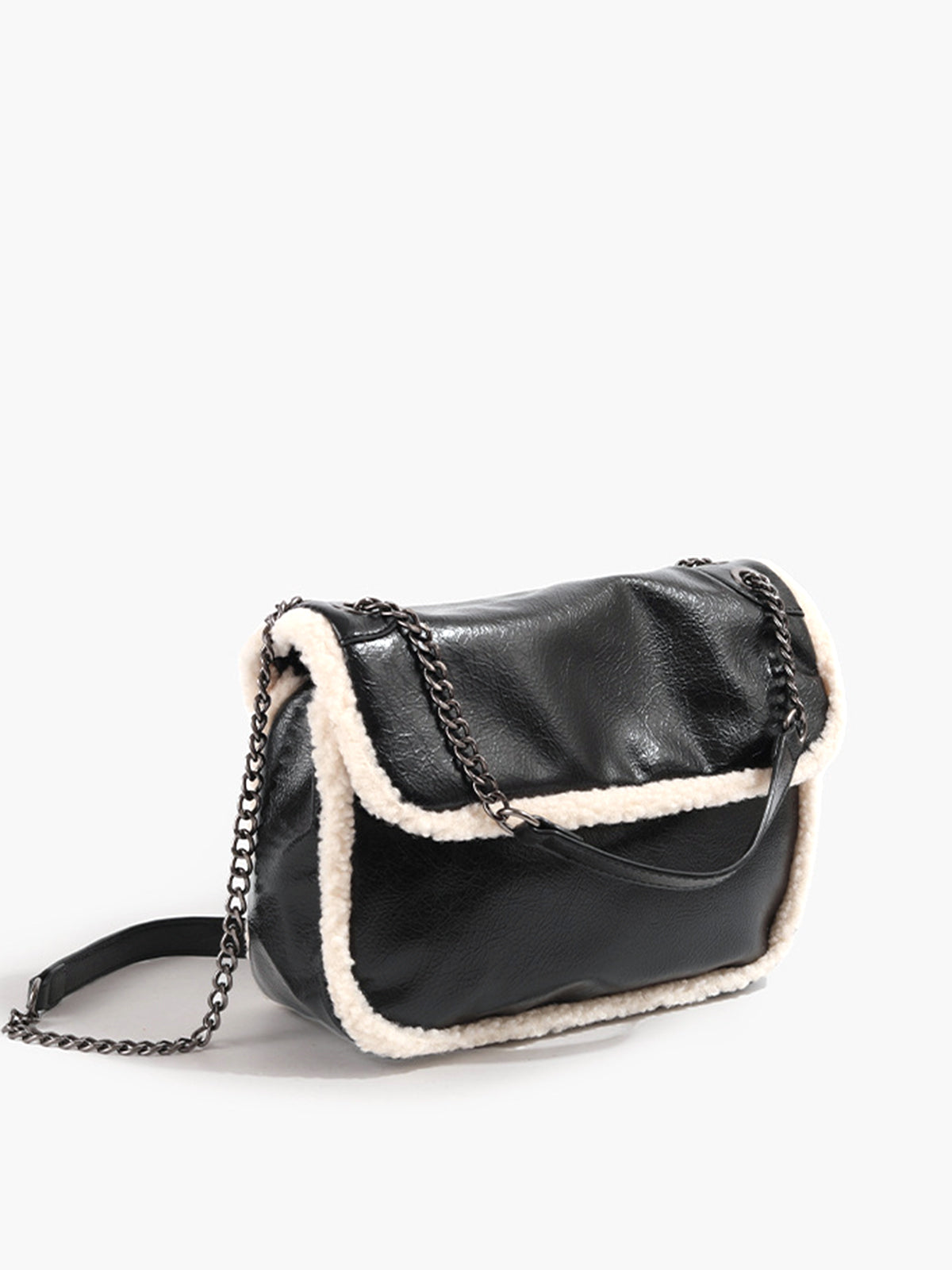 Flap Textured Fleece Shoulder Bag THESVELTECHIC