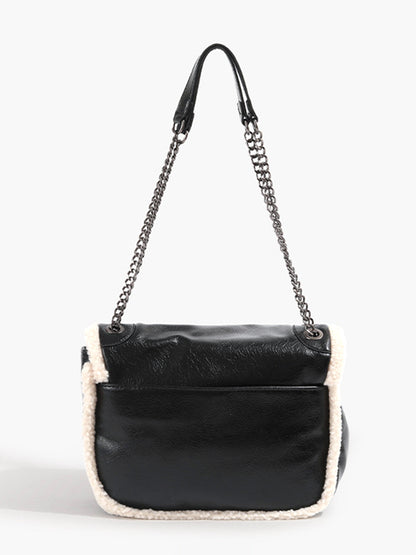 Flap Textured Fleece Shoulder Bag THESVELTECHIC