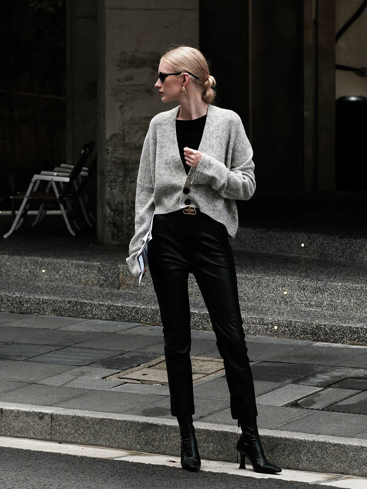Düğmeli Slouchy Hırka Siaora