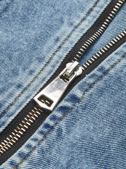 Puf Kollu Denim Panel İnce Ceket THESVELTECHIC