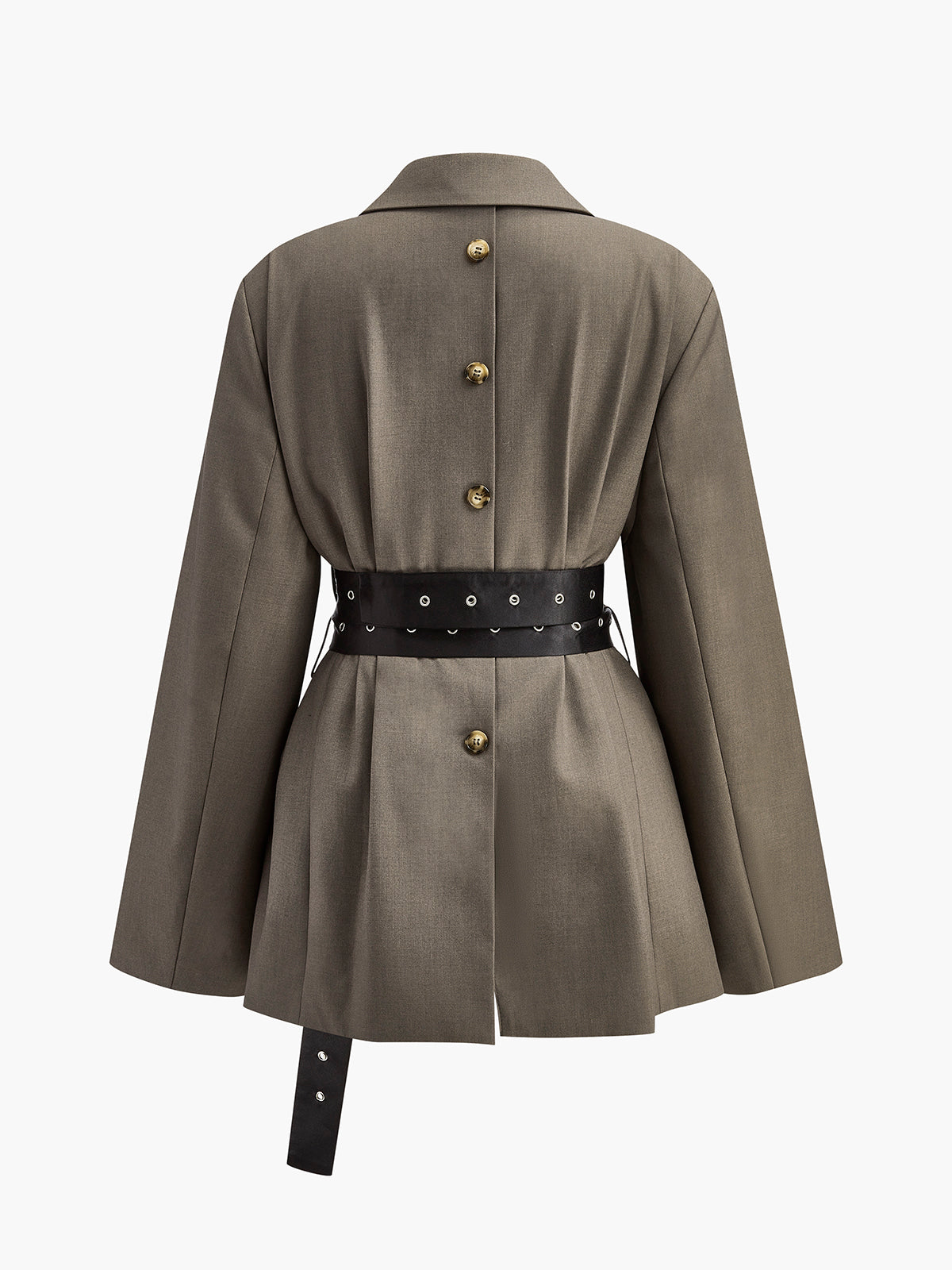Kemerli Retro Düğmeli Blazer Siaora