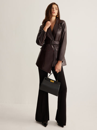 Utility PU Leather Belted Jacket THESVELTECHIC