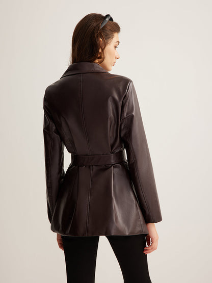 Utility PU Leather Belted Jacket THESVELTECHIC