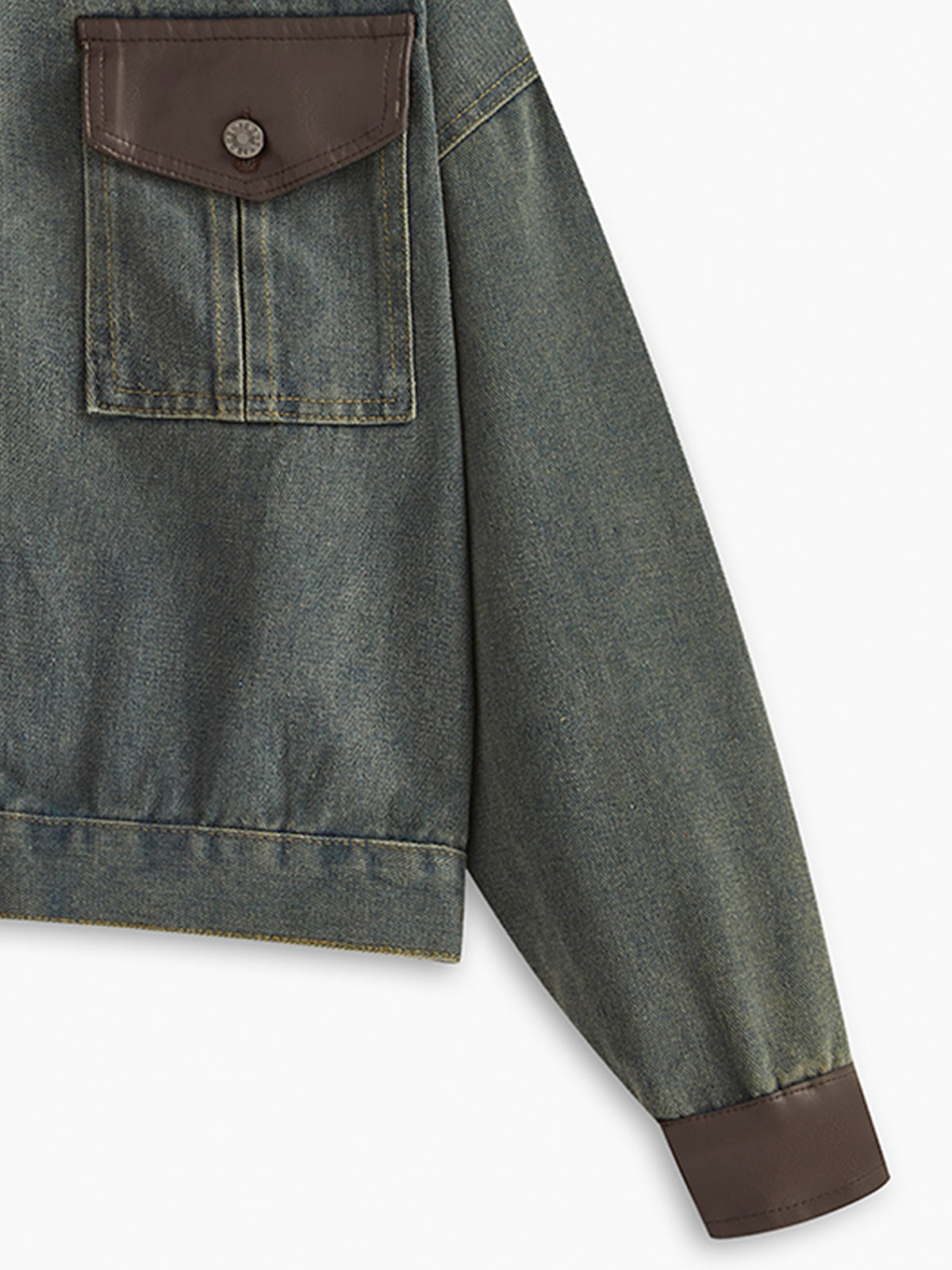 Vintage Contrast Trim Lapel Denim Jacket THESVELTECHIC
