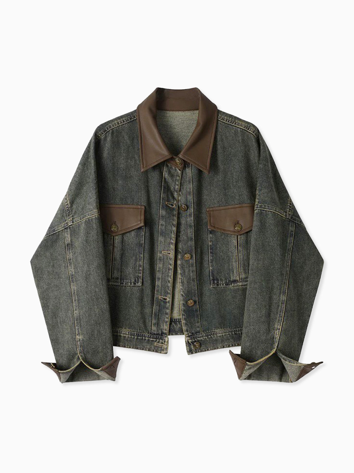 Vintage Contrast Trim Lapel Denim Jacket THESVELTECHIC