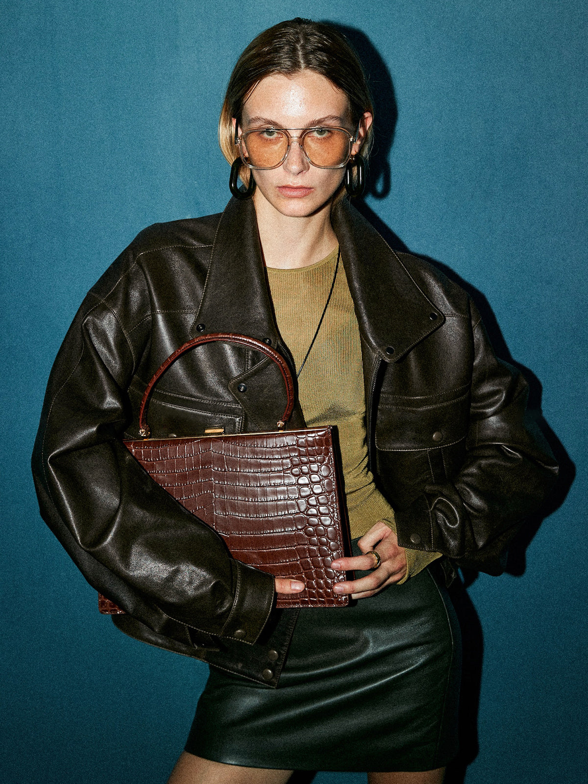 Çok Yönlü Shift PU Deri Ceket Quvarse