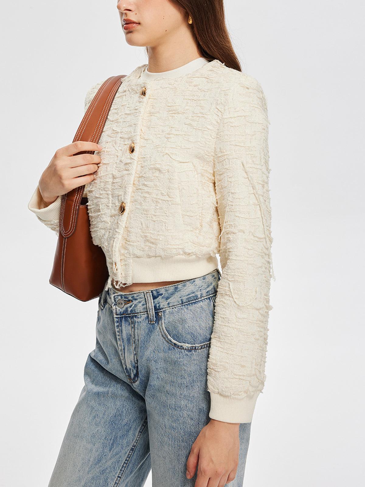 Textured Elegance Bomber Ceket Siaora