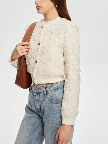 Textured Elegance Bomber Ceket Siaora