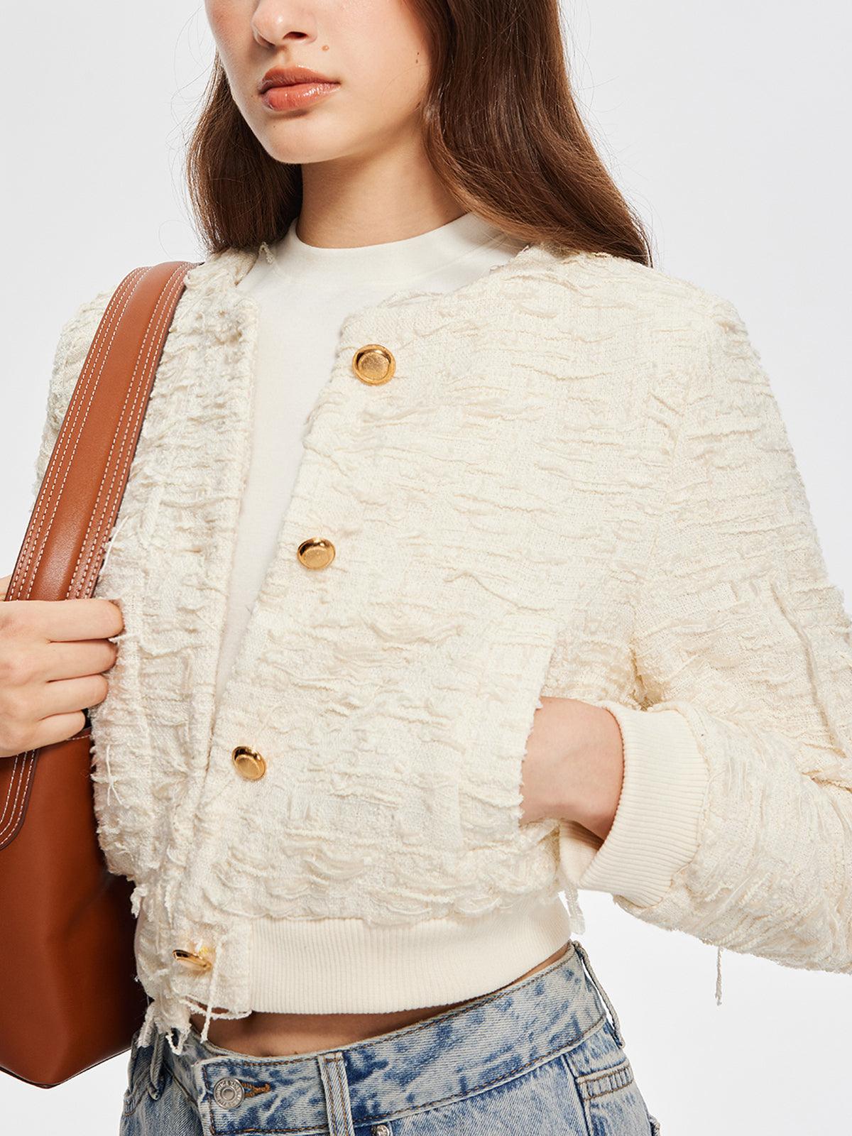 Textured Elegance Bomber Ceket Siaora