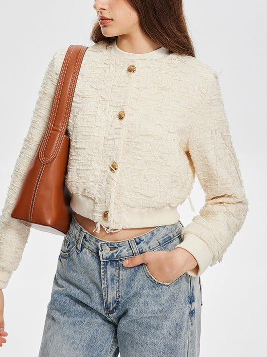 Textured Elegance Bomber Ceket Siaora