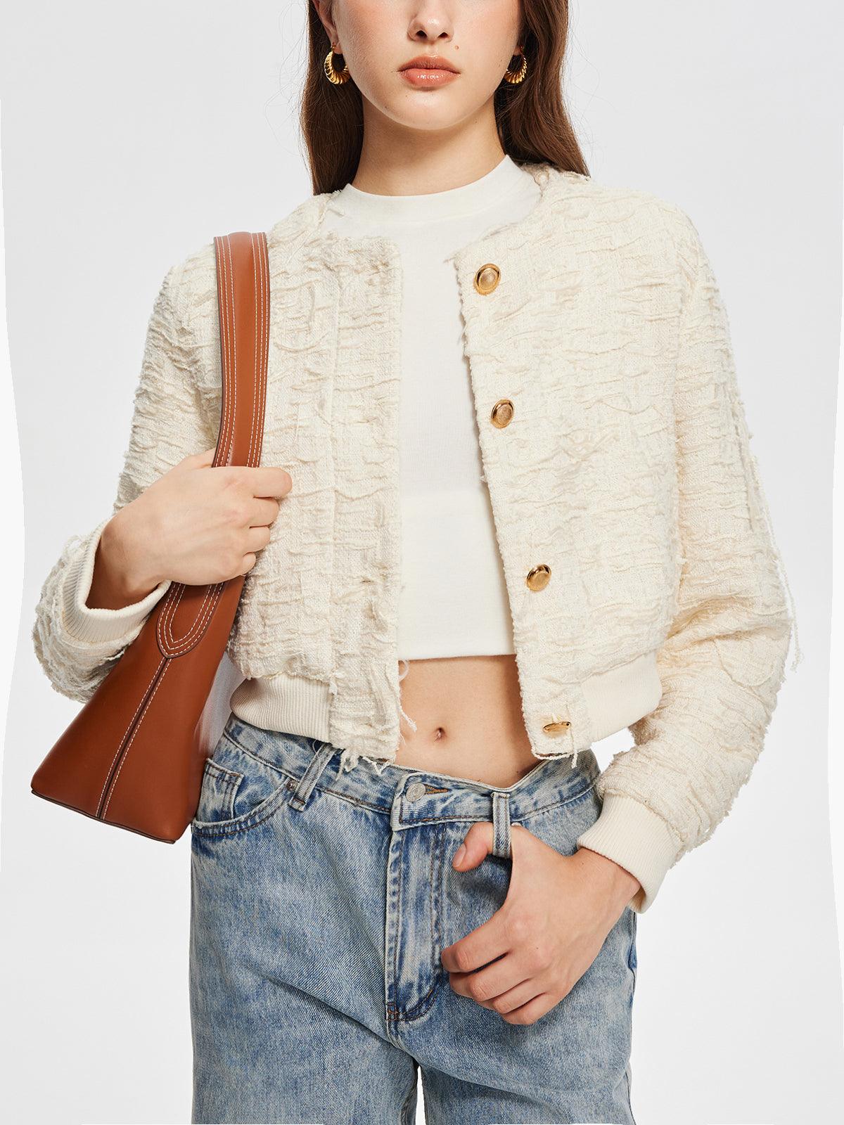 Textured Elegance Bomber Ceket Siaora