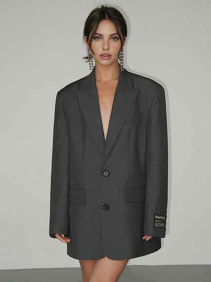 Antrasit Oversize Blazer Ceket Siaora