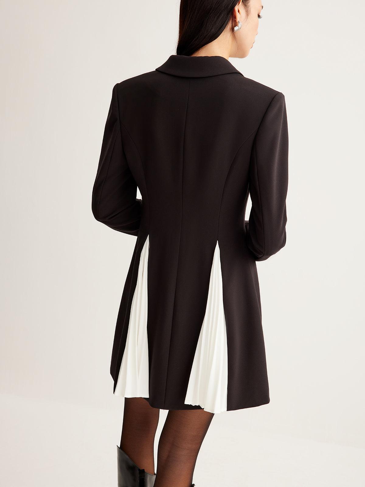 Elegance Contrast Pleated Ceket Elbise Siaora