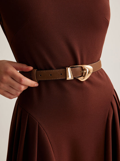 Versatile Buckle Slim Leather Belt THESVELTECHIC