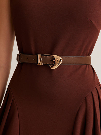 Versatile Buckle Slim Leather Belt THESVELTECHIC