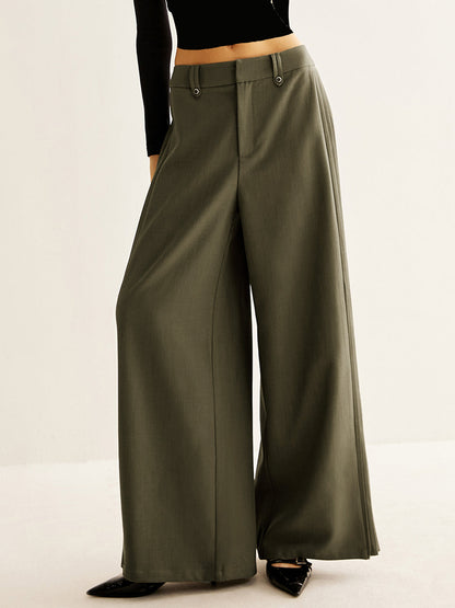 Side Pleated Wide-Leg Pants COMMENSE