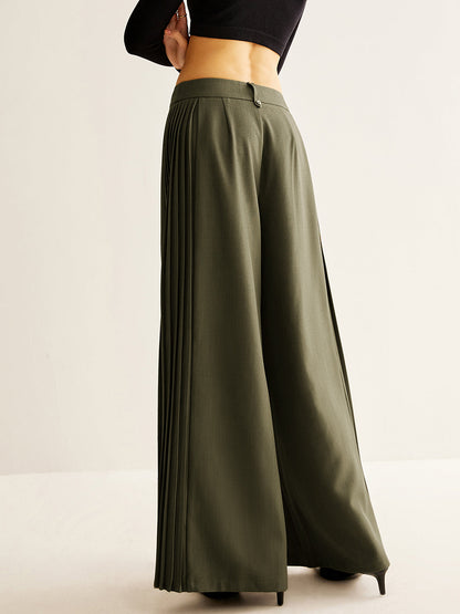 Side Pleated Wide-Leg Pants COMMENSE