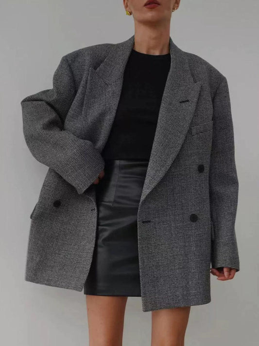 Classic Houndstooth Oversize Blazer Siaora