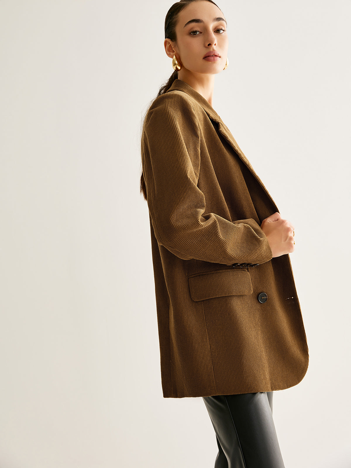 Cotton Corduroy Button Blazer Quvarse