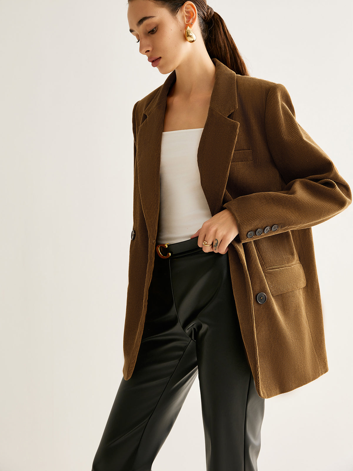 Cotton Corduroy Button Blazer Quvarse