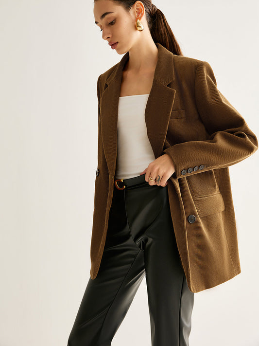 Cotton Corduroy Button Blazer Quvarse