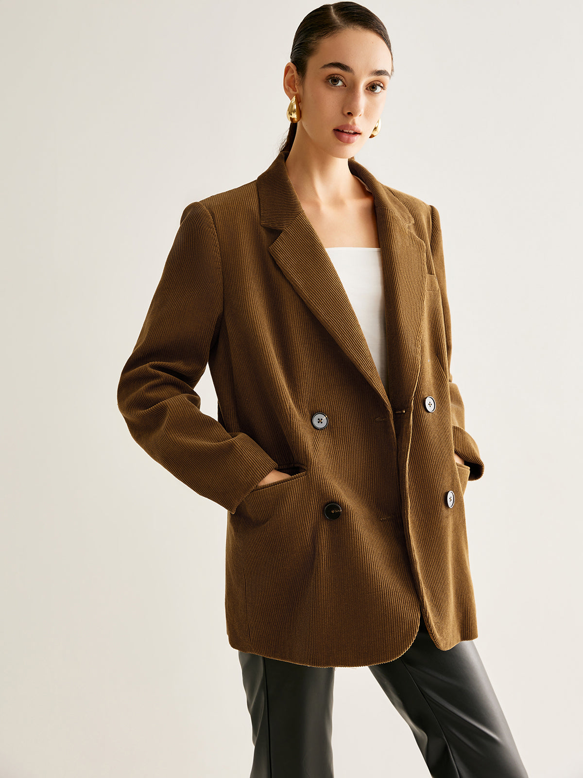 Cotton Corduroy Button Blazer Quvarse