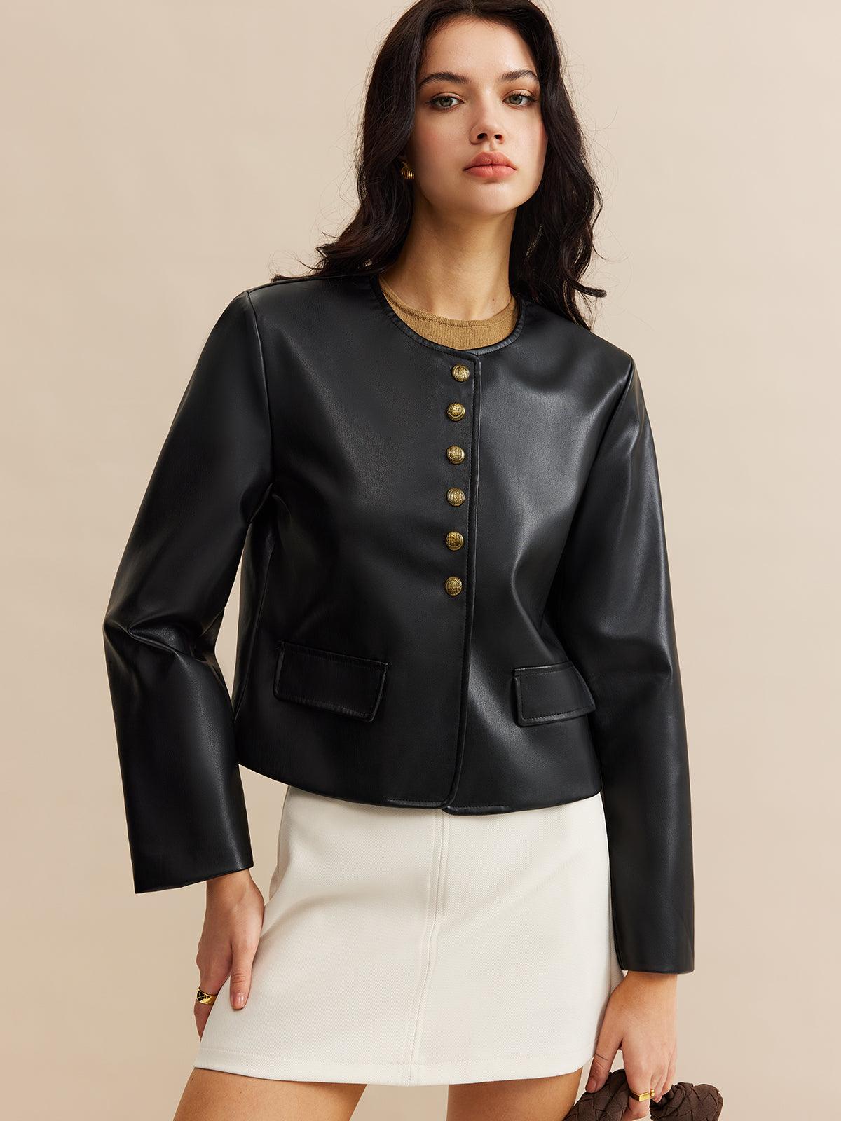 Luxe Elegance Deri Ceket Siaora