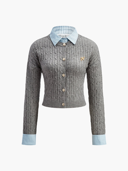 2'si 1 arada Düğme Örgü Üst Quvarse