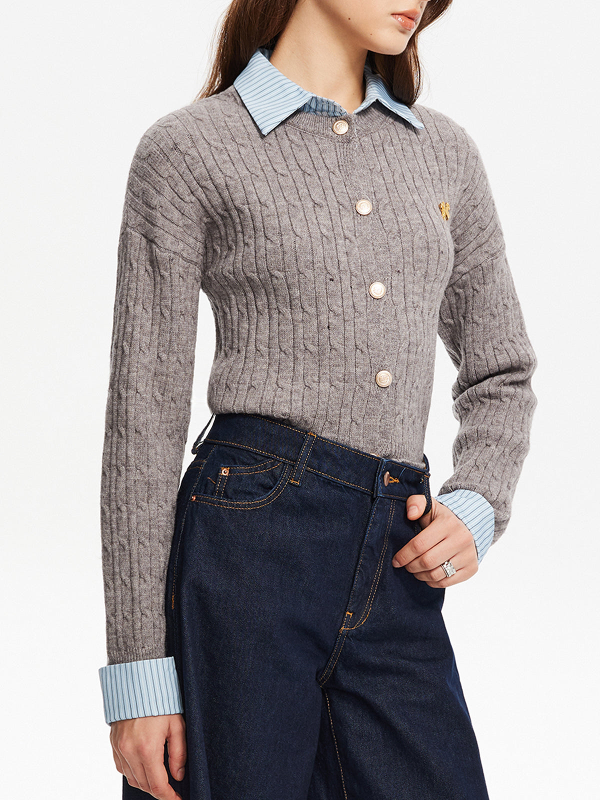 2'si 1 arada Düğme Örgü Üst Quvarse