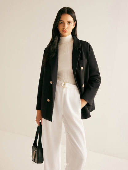 Metal-Detail Lapel Blazer Quvarse